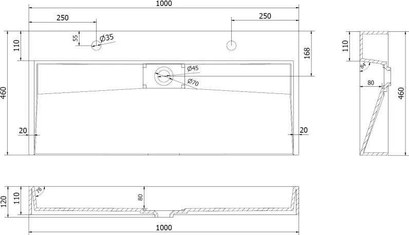 Mexen Ava lavatório de bancada em aglomerado 2/O 100 x 46 cm, branco - 23011002