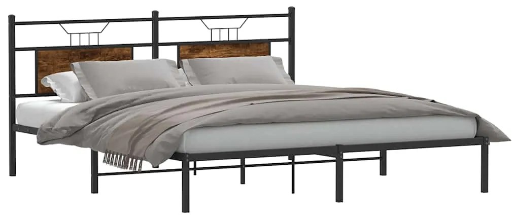 Estrutura de cama sem colchão 160x200 cm carvalho fumado