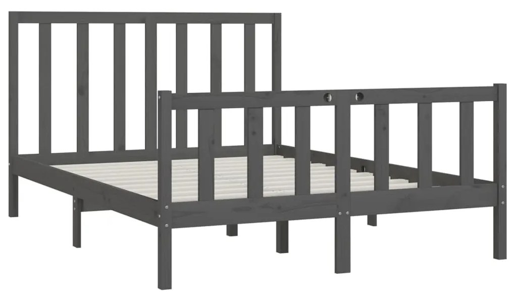 Estrutura de cama king 150x200 cm madeira maciça cinza