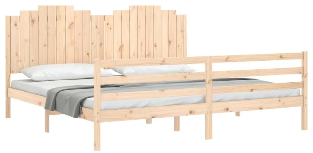 Estrutura de cama com cabeceira 200x200 cm madeira maciça