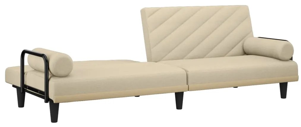 Sofá-cama com apoio de braços tecido cor creme