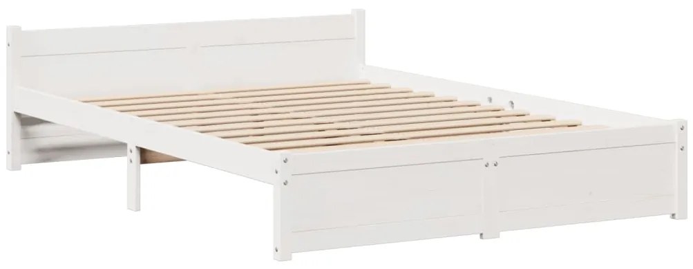 Estrutura de cama c/ cabeceira 150x200 cm pinho maciço branco