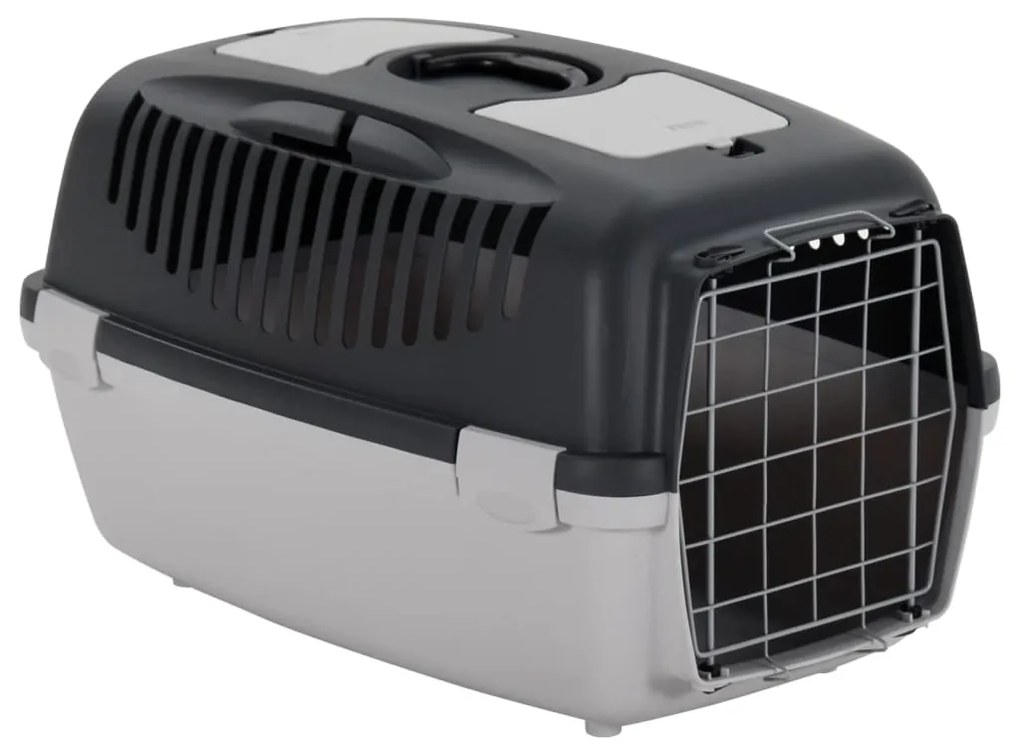 Transportadora animais de estimação 61x40x38 cm PP cinza/preto