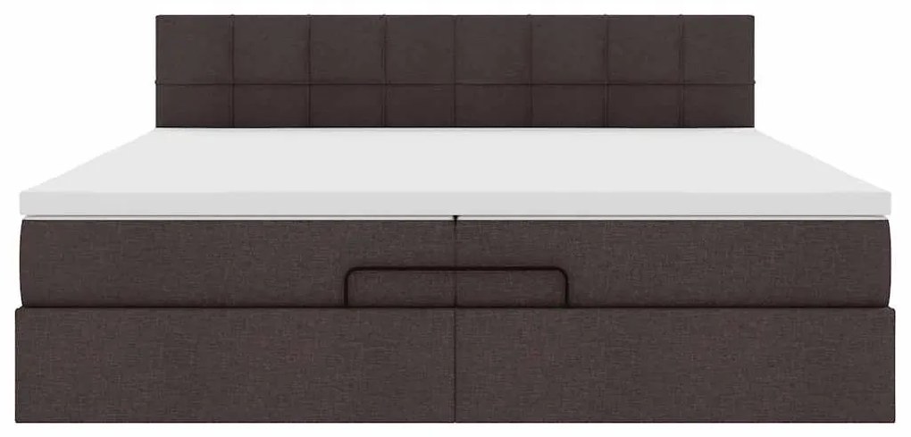 Estrutura de cama otomana com colchões tecido castanho escuro