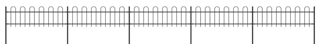 vidaXL Cerca de jardim com topo em aros 8,5x0,6 m aço preto