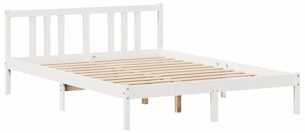 Cama com estante sem colchão 140x200 cm pinho maciço branco