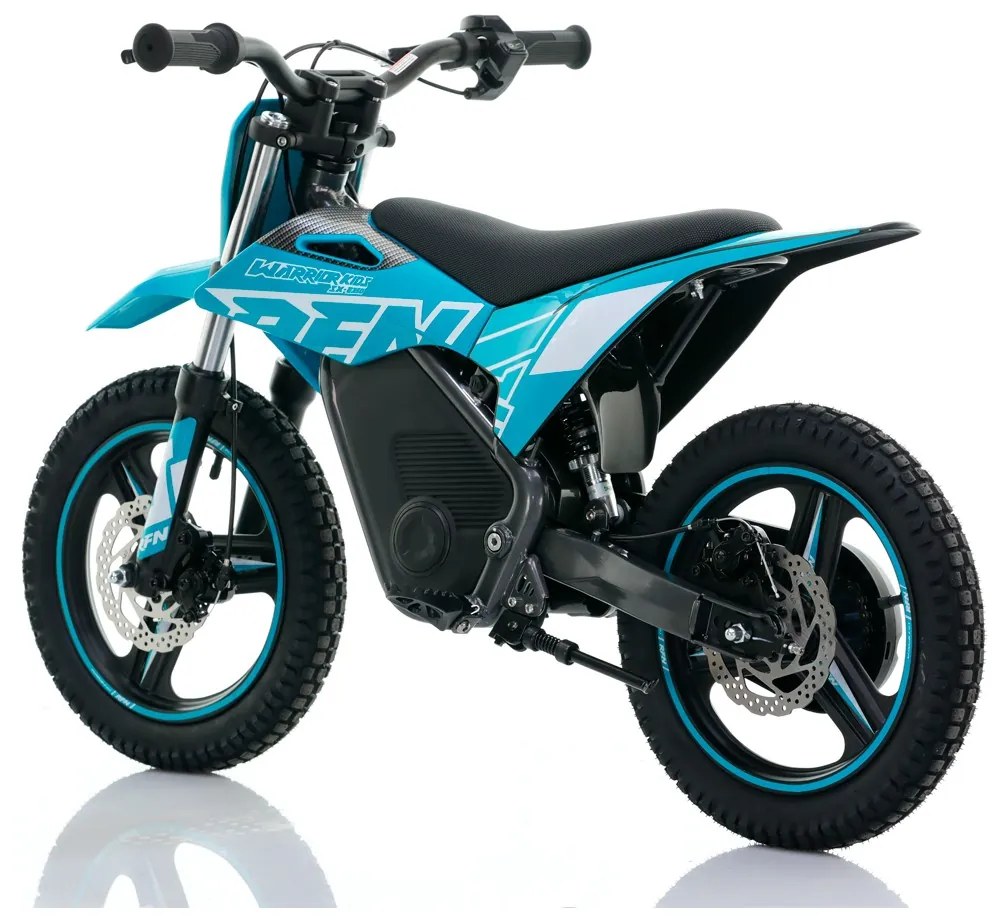 Mini moto elétrica para crianças velocidade até 30Km/h C/Limitador RFN Warrior SX-E350 14/14” 350W Azul Celeste