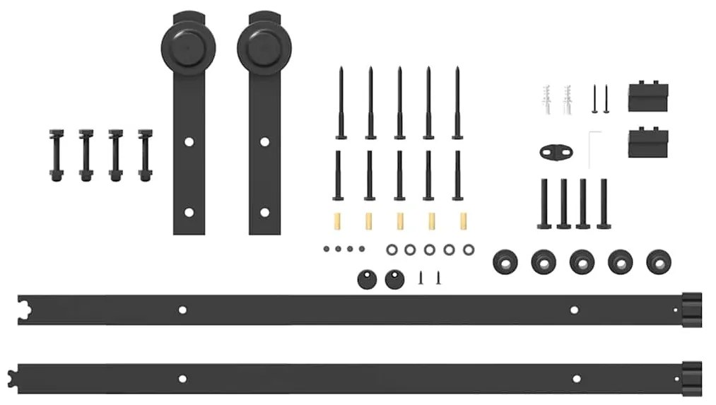 Kit de ferragens para porta deslizante 183 cm aço preto