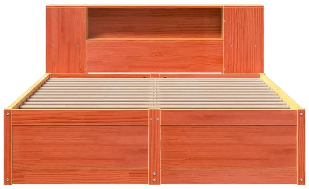 Cama sem colchão 140x190 cm pinho maciço castanho-mel