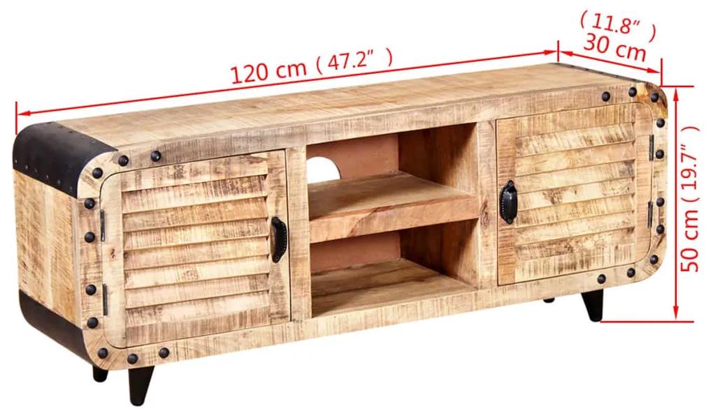 Móvel de TV madeira de mangueira rústica 120x30x50 cm