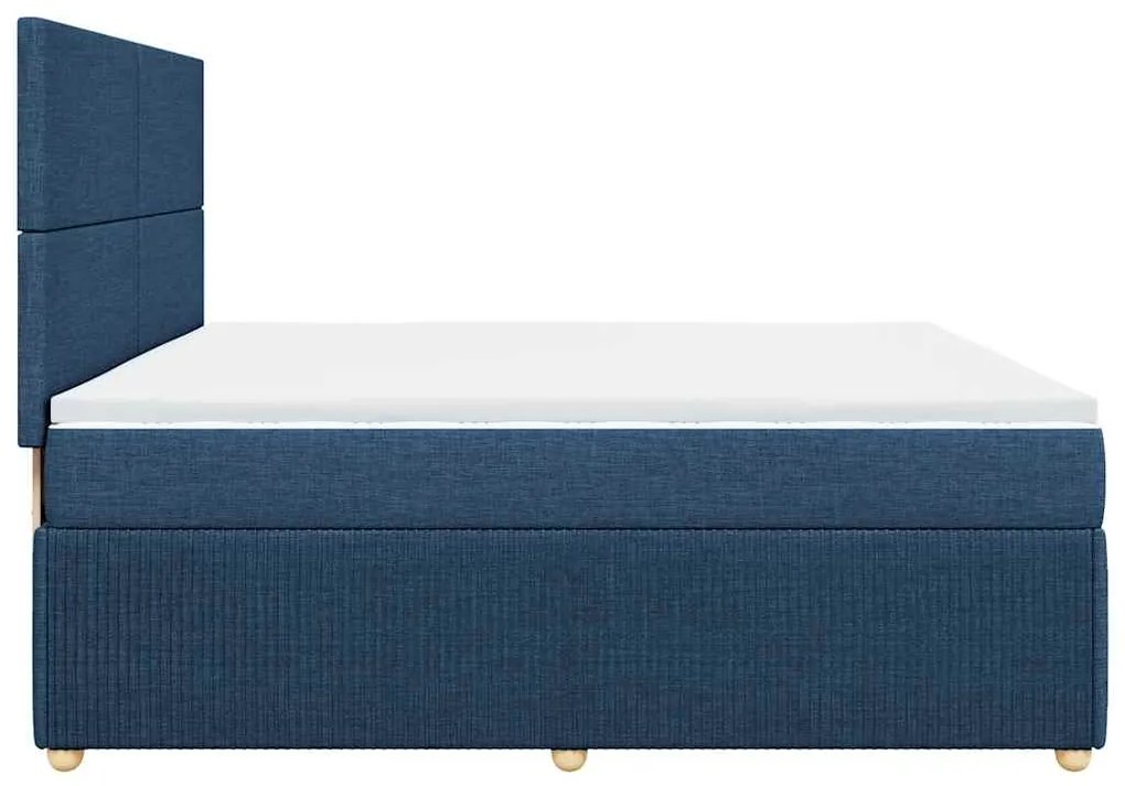 Cama com molas/colchão 200x200 cm tecido azul