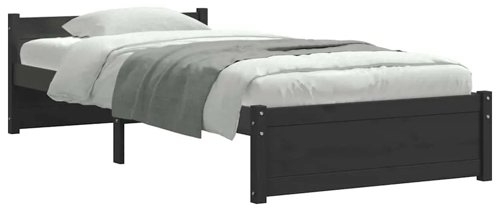 Estrutura cama pequena solteiro 75x190 cm madeira maciça preto