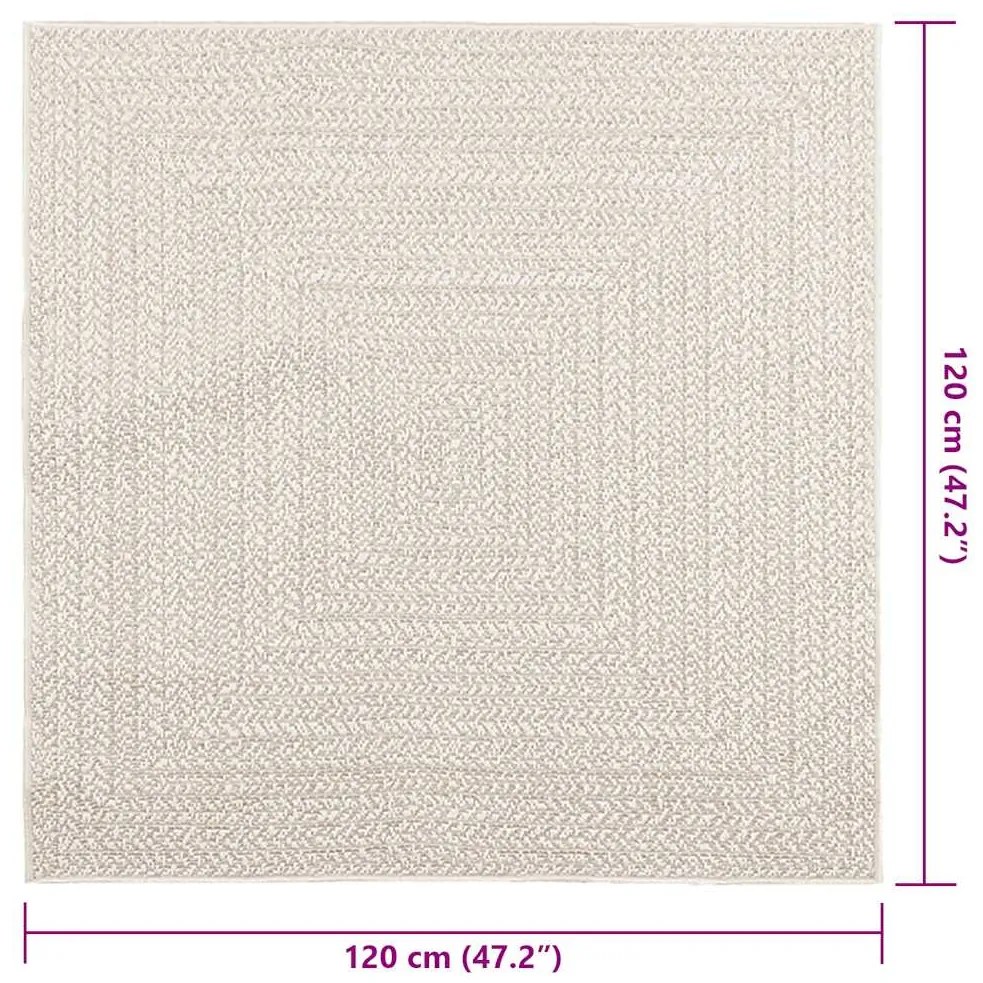 Tapete ZIZUR creme 120x120cm aspeto de juta interior e exterior