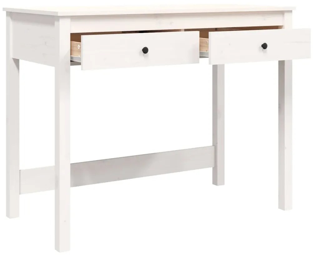 Secretária com 2 Gavetas - Branco - 100x50x78 cm - Pinho Maciço