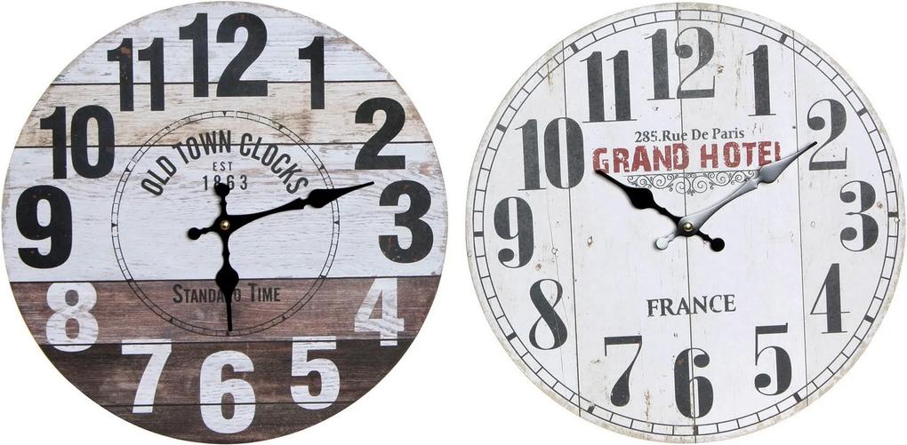 Relógio de Parede DKD Home Decor Tradicional Madeira MDF (2 pcs) (34 x 4 x 34 cm)