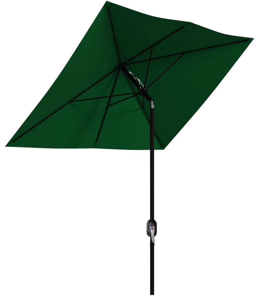 Chapéu de Sol de Jardim 300x200x248 cm Proteção UV50+ Inclinável com Teto de Ventilação e Manivela para Terraço Verde