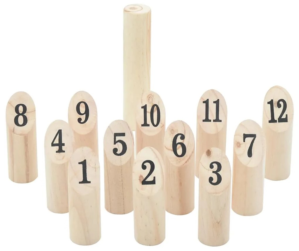 vidaXL Conj. jogo Kubb numerado 13 pcs c/ saco transporte pinho maciço