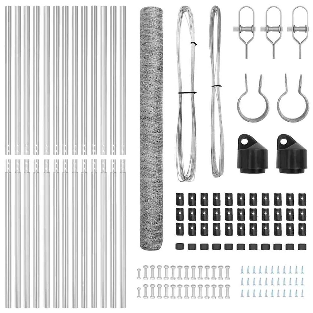 Conjunto de cercas Conjunto de 2 Aço galvanizado 25 x 1,5 m