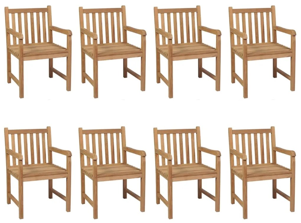 Cadeiras de jardim c/ almofadões antracite 8 pcs teca maciça