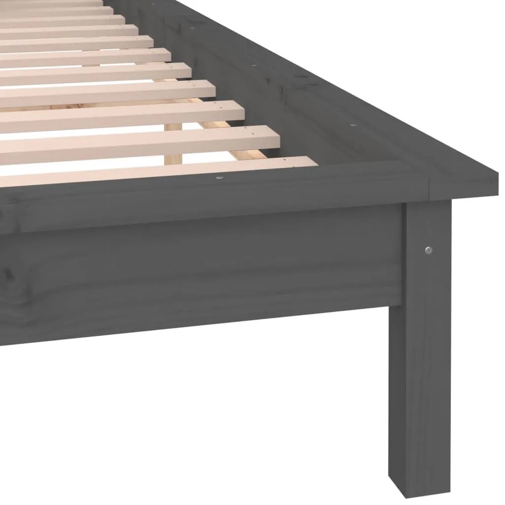 Estrutura de cama com LEDs 200x200 cm madeira maciça cinzento