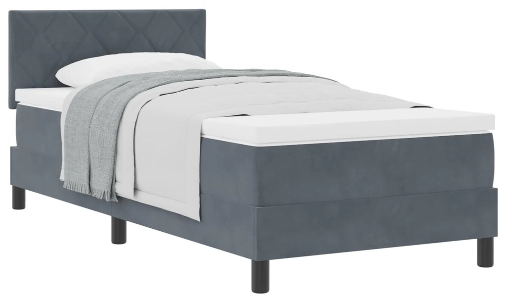 Cama Box Spring com Colchão vidaXL Cinza Escuro 90x200 cm Veludo