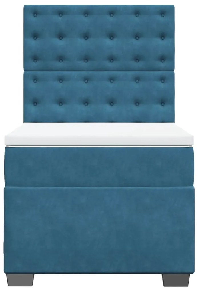 Cama boxspring com colchão 80x200 cm veludo azul