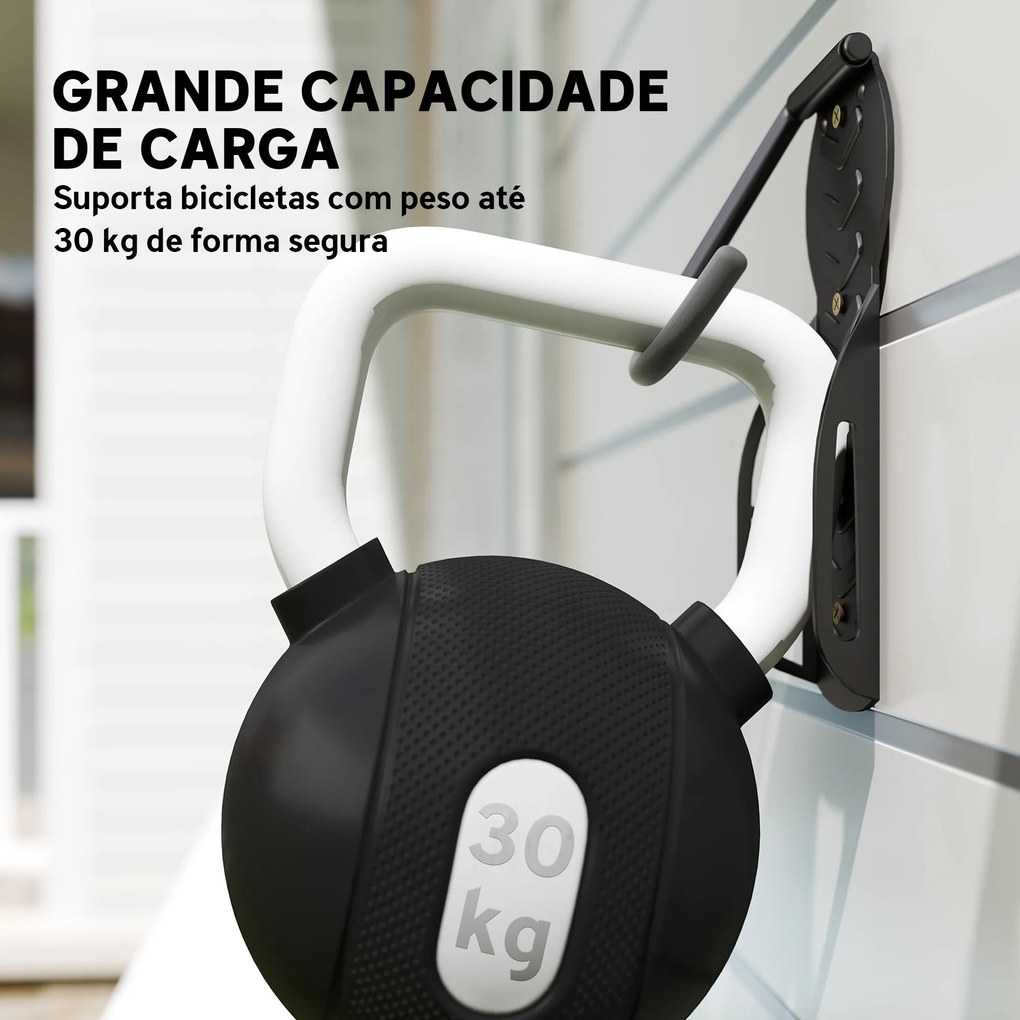 Conjunto de Suportes de Parede para Bicicletas com 4 Peças Gancho Dobrável 25,5x10,5x4 cm Preto