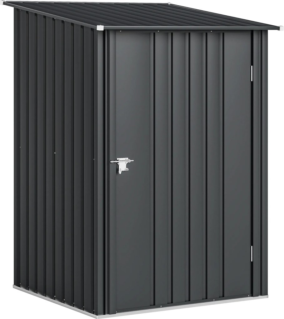 Outsunny Casinha de Jardim Porta-Ferramentas em Aço Galvanizado com Porta, 100x104x160 cm, Cinza Escuro | Aosom Portugal