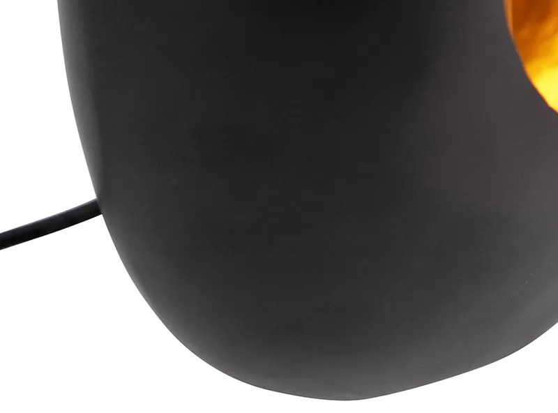 Candeeiro de mesa design preto com interior dourado 36 cm - Cova Design
