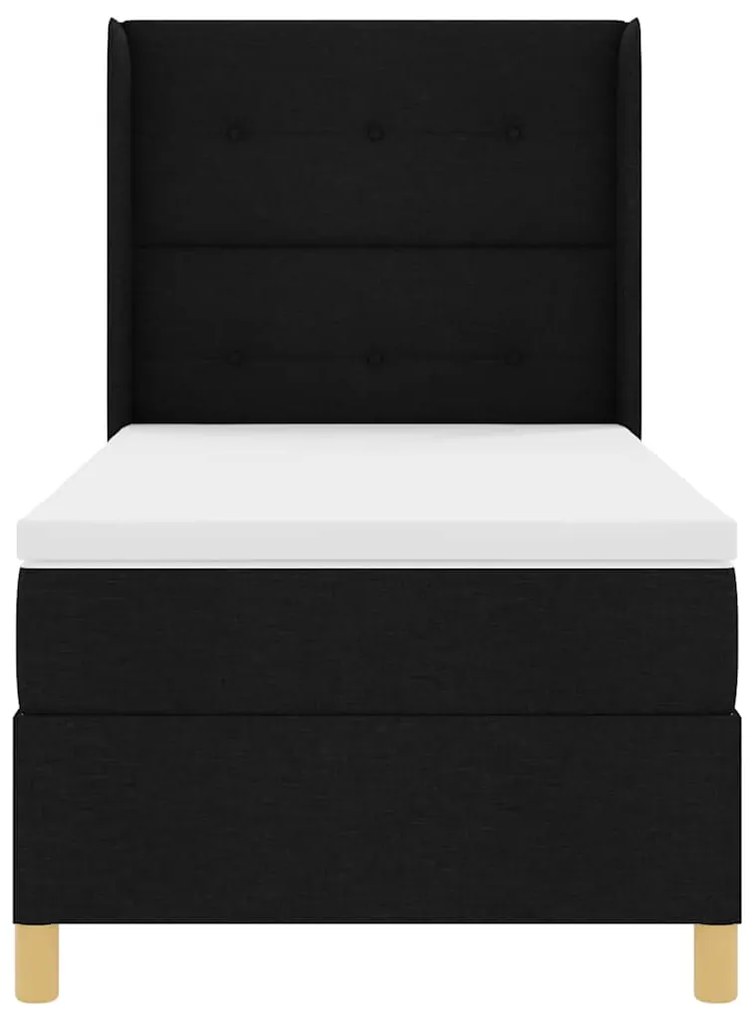 Cama Box com Colchão preta 100x200 cm, em tecido.