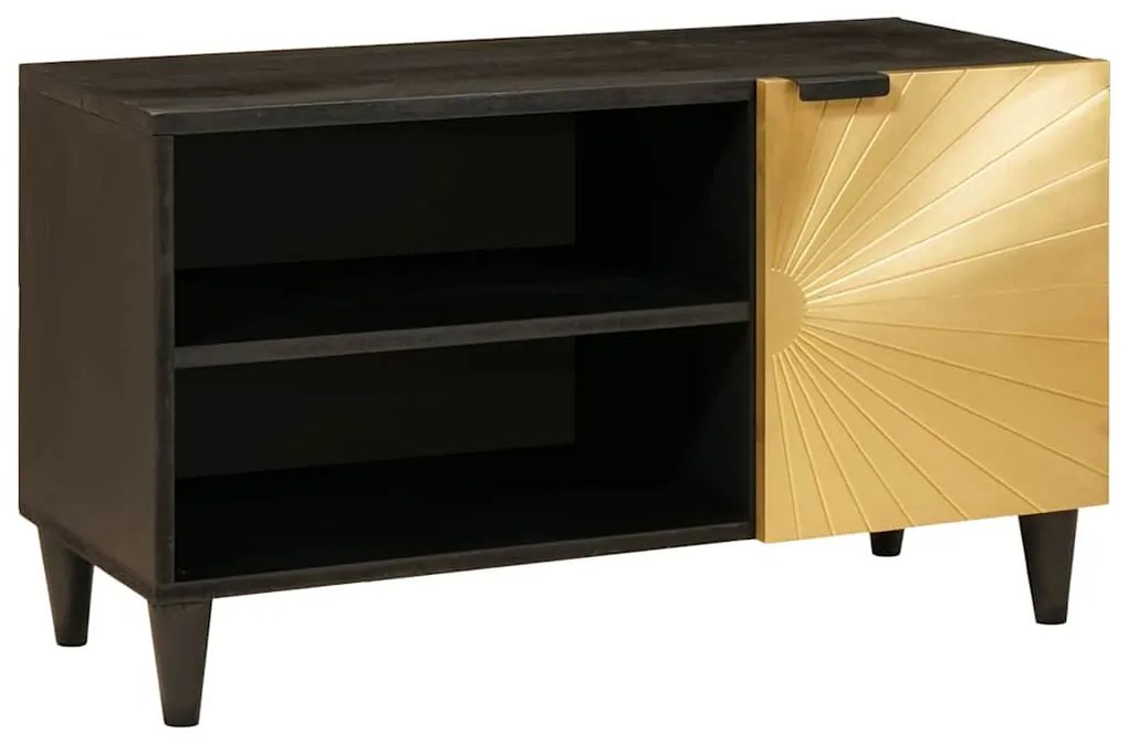 vidaXL Gabinete para TV com prateleira Preto e Ouro 80 x 33 x 46 cm