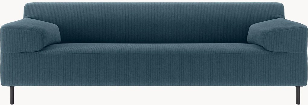 Sofá em bombazina freistil180 (3 lugares), azul-marinho/preto, L 222 cm