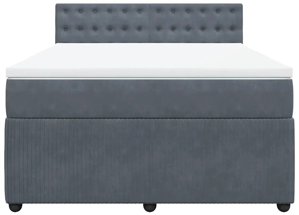 Cama com molas/colchão 140x190 cm veludo cinzento-escuro