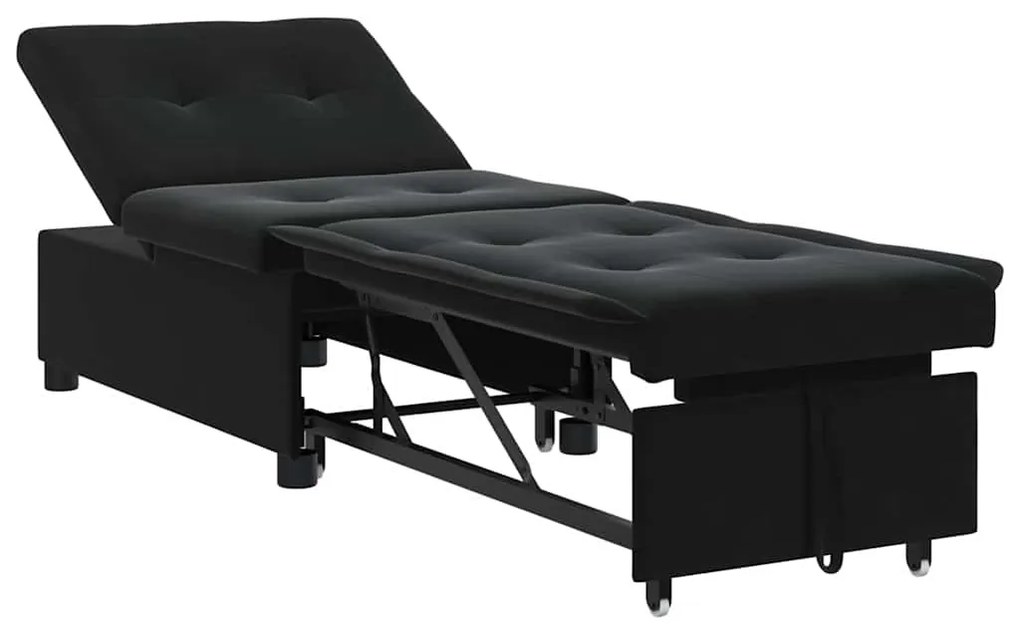 Sofá Cama 3 em 1 Retrátil Veludo Preto