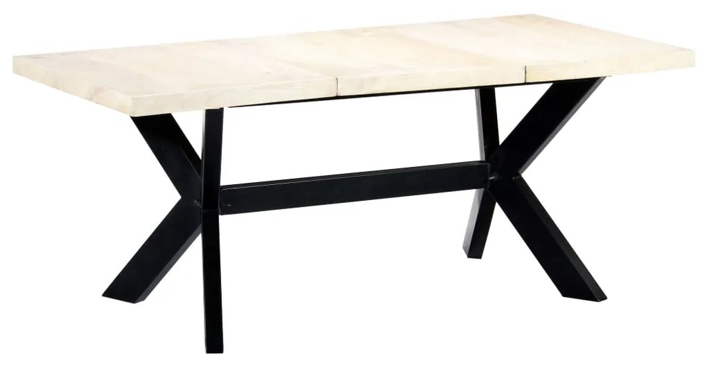Mesa de jantar 180x90x75 cm madeira de mangueira maciça branco