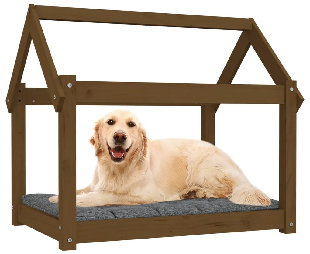 Cama para cães 81x60x70 cm pinho maciço castanho mel