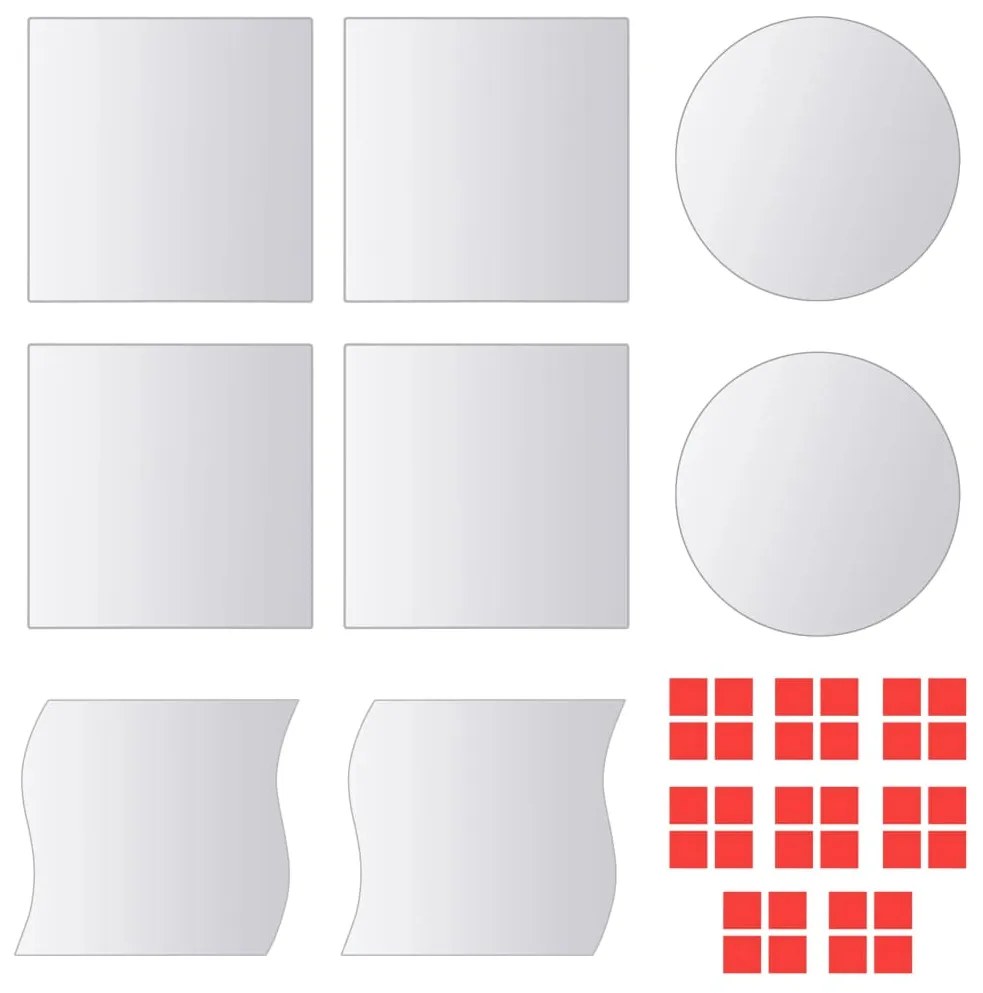 vidaXL 8 pcs painéis espelhados de vidro com várias formas