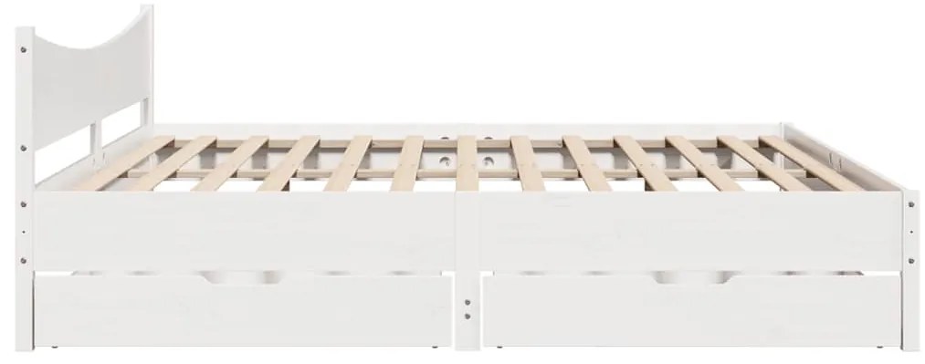 Estrutura de cama c/ gavetas 180x200 cm pinho maciça branco