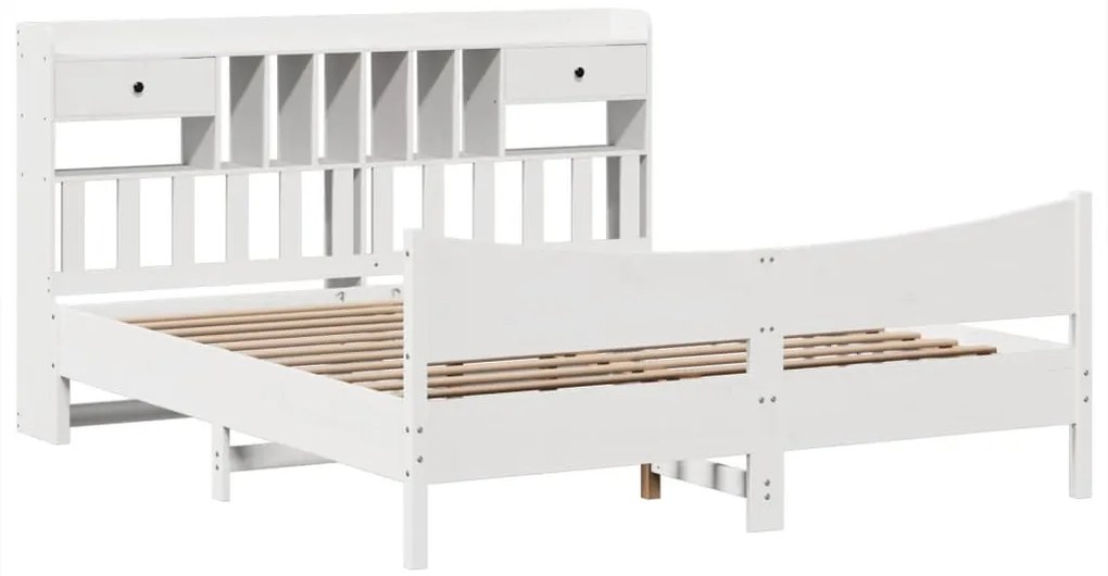 Cama sem colchão 200x200 cm madeira de pinho maciça branco