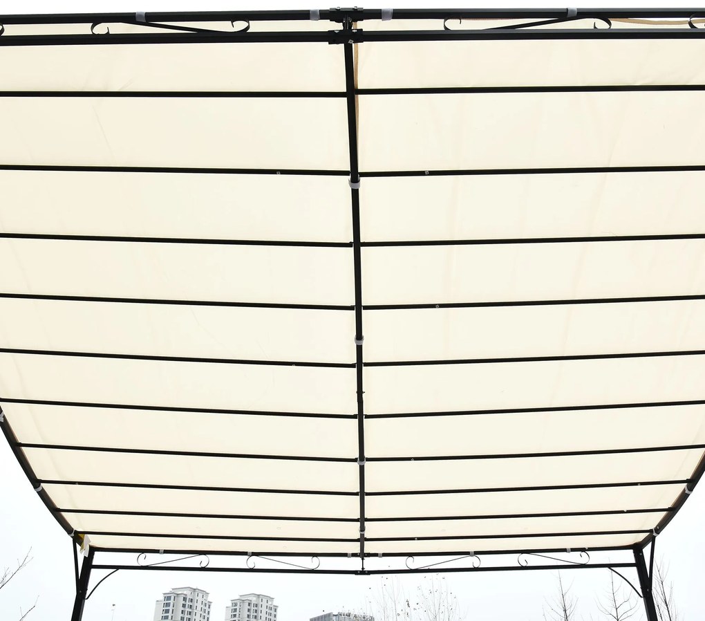 Pérgola de Jardim 4x3m Pérgola Montada na Parede com Toldo e 16 Orifíc