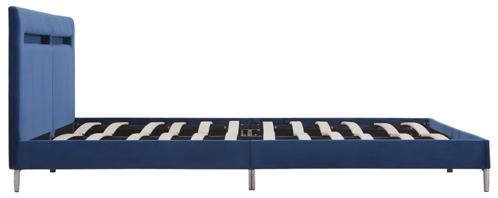 Estrutura de Cama Vars com Luzes LED - 160x200 cm - Tecido - Azul - De