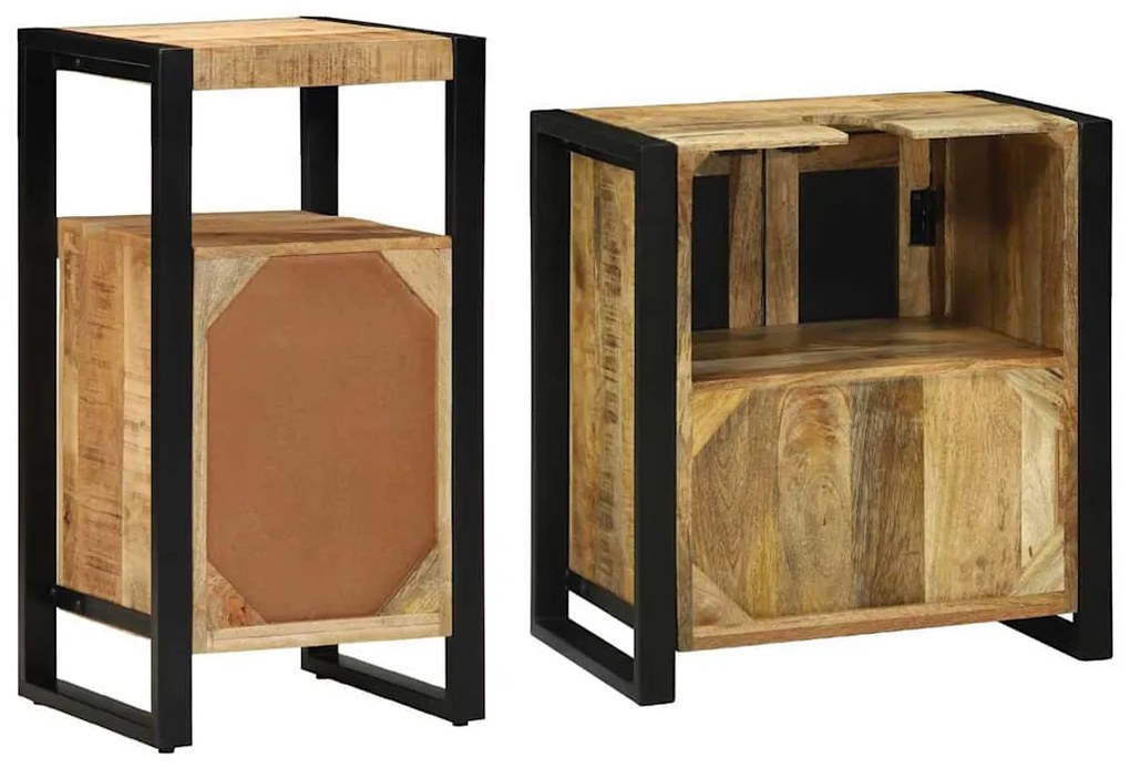 Conjunto de Móveis para Banheiro 2 pcs Madeira de manga rústica