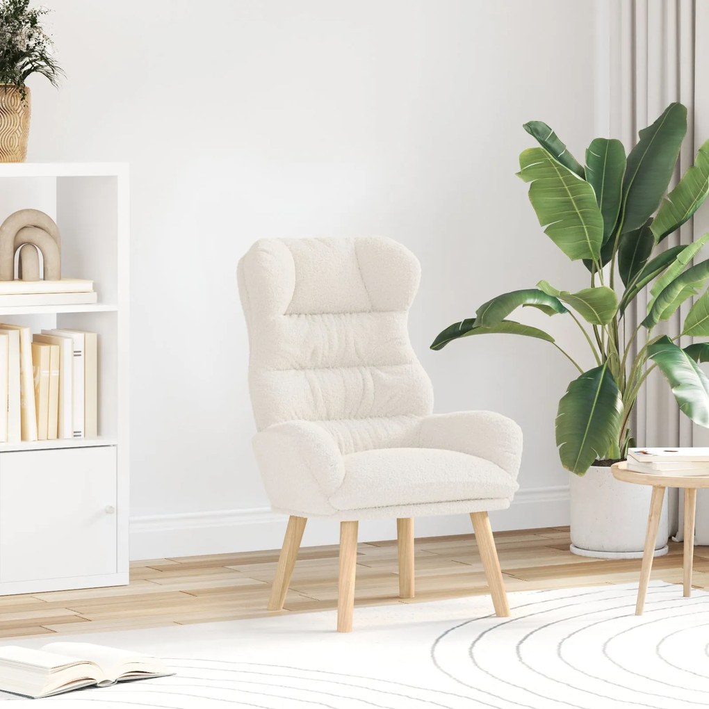 Poltrona Relaxante vidaXL Creme em Tecido Parecido com Lã