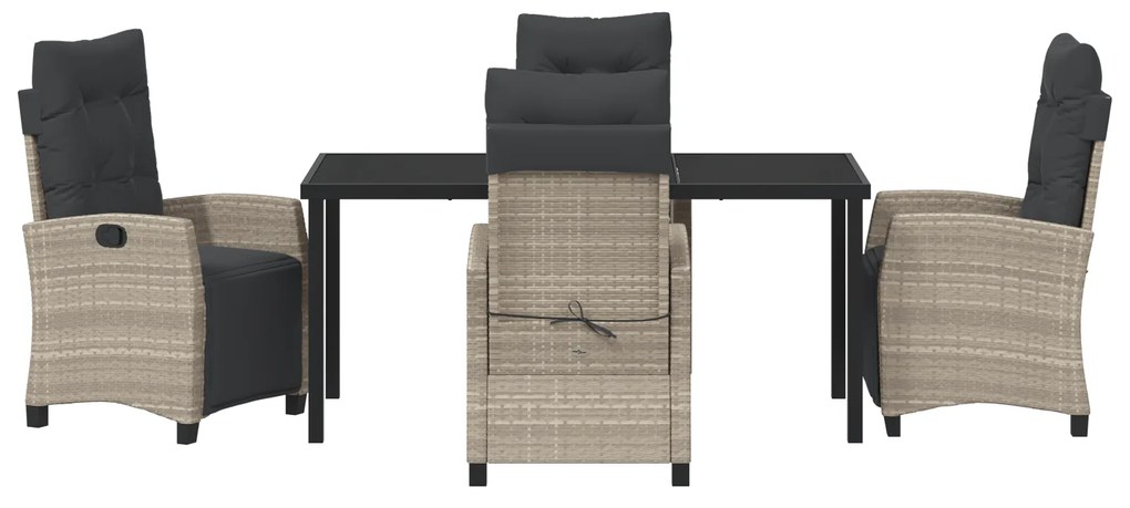 Conjunto de Jantar de Jardim de 5 Peças Cinza Claro Rattan Poly