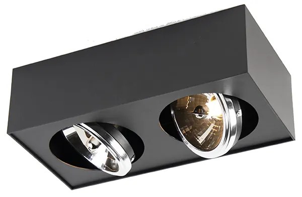 Foco quadrado preto 2 luzes - Kaya Moderno