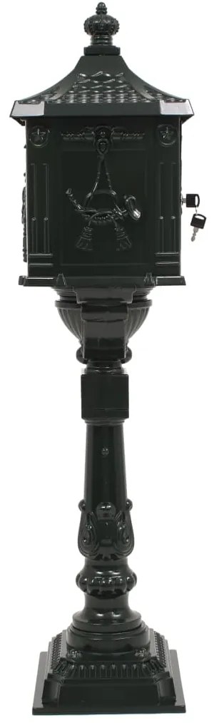 Caixa correio pedestal vintage alumínio inoxidável verde