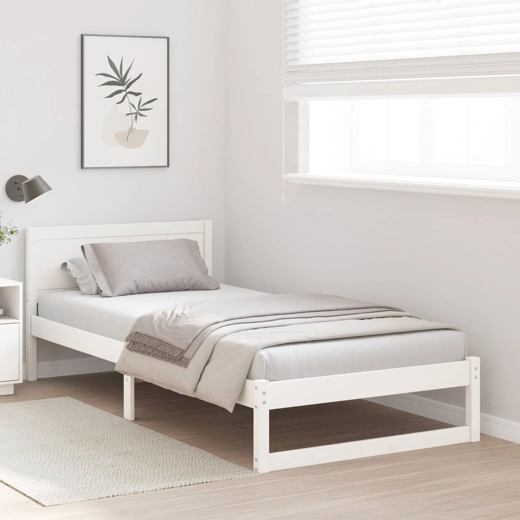 Estrado de Cama Branco Madeira de Pinho Maciça 75 x 190 cm