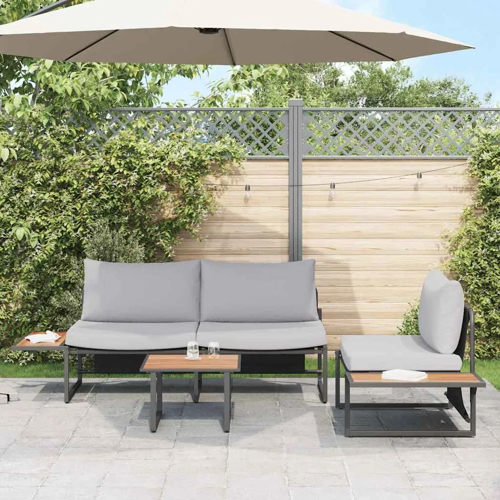 Conjunto de Sofá de Jardim VidaXL com Almofadas Cinza Claro em 3 Peças