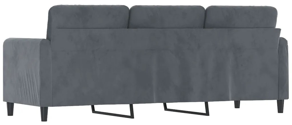 Sofá de 3 lugares 180 cm veludo cinza-escuro