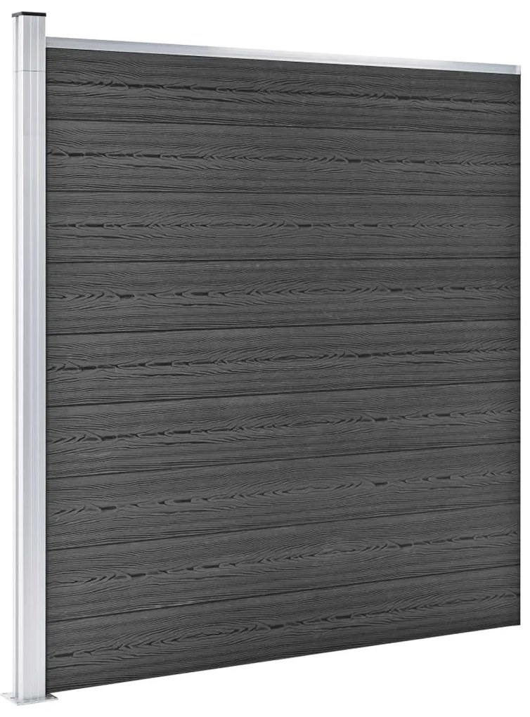 Conjunto de painel de vedação WPC 446x(105-186) cm preto